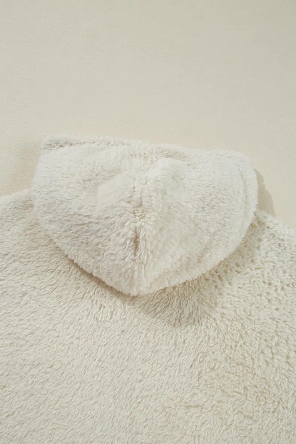 Discount Dear-Lover Contrast Ribbed Edge Plush Hoodie White