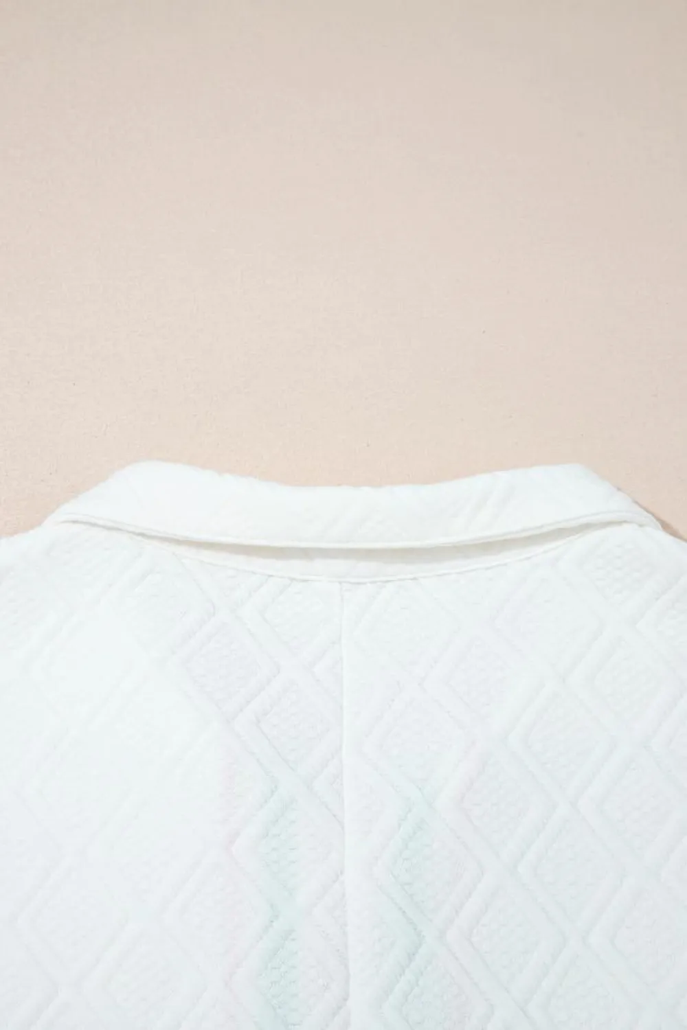 Discount Dear-Lover Contrast Striped Collar Patchwork Textured Half Sleeve Blouse White