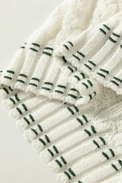 Outlet Dear-Lover Contrast Trim V Neck Cable Knit Sweater Vest White