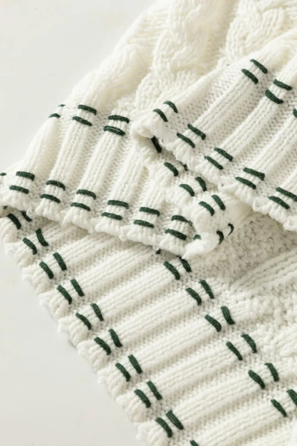 Outlet Dear-Lover Contrast Trim V Neck Cable Knit Sweater Vest White
