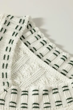 Outlet Dear-Lover Contrast Trim V Neck Cable Knit Sweater Vest White