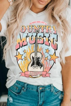 Outlet Dear-Lover COUNTRY MUSIC NASHVILLE Graphic Tee White