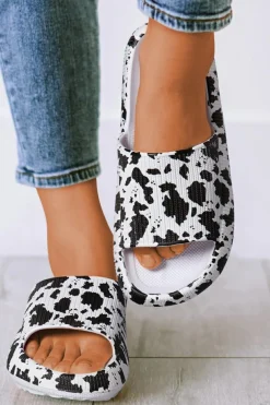 Outlet Dear-Lover Cow Spots Printed Non-slip Slippers White