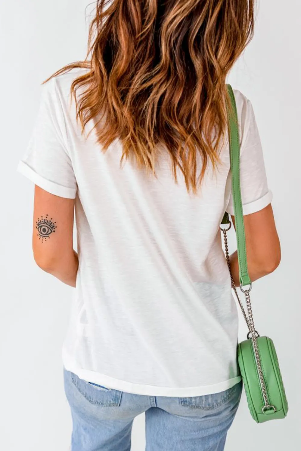 New Dear-Lover Crawfish Checkered Pattern Graphic Tee White