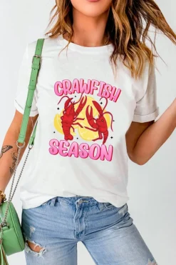 Fashion Dear-Lover CRAWFISH SEASON Lemon Spice Graphic Tee White