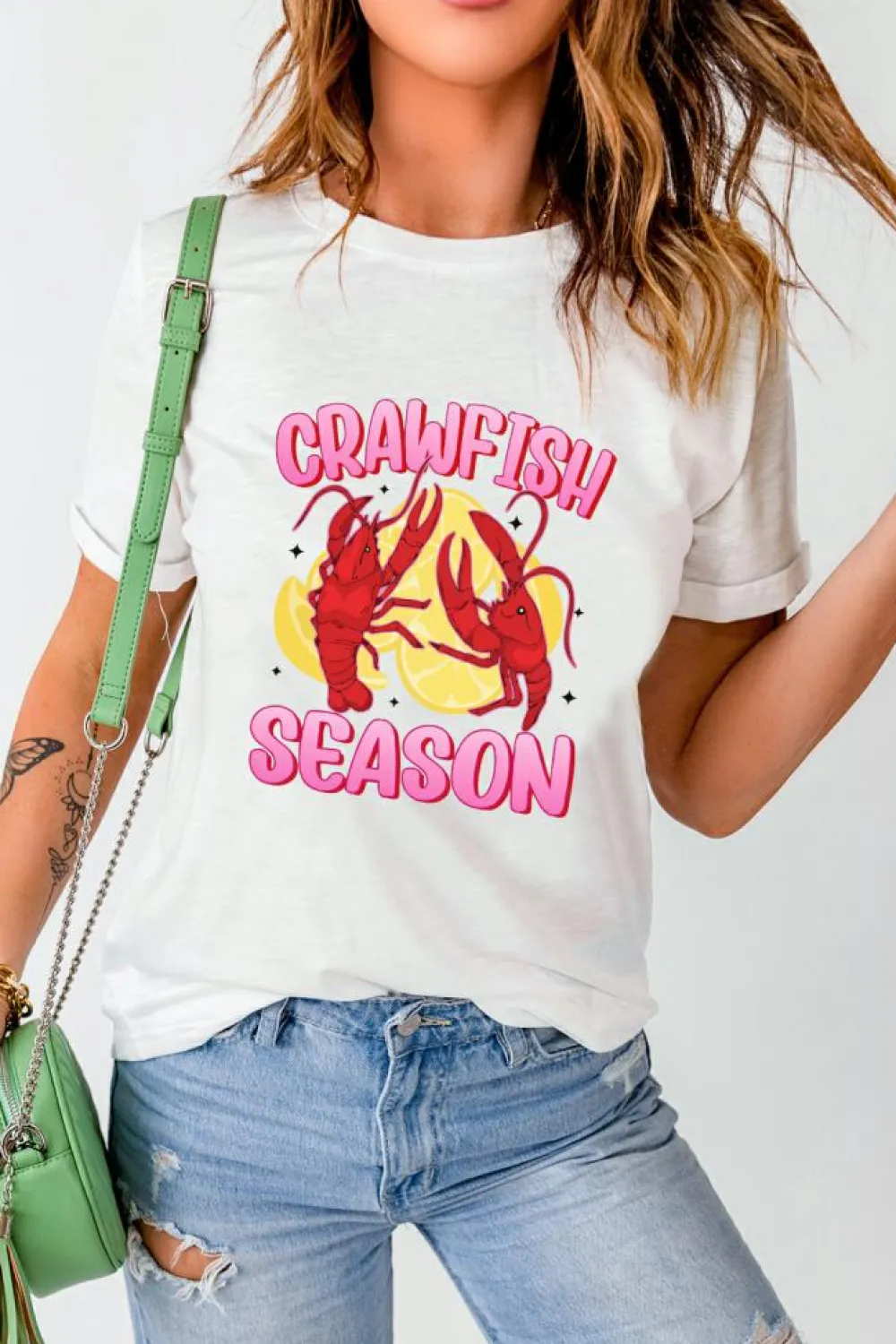 Fashion Dear-Lover CRAWFISH SEASON Lemon Spice Graphic Tee White