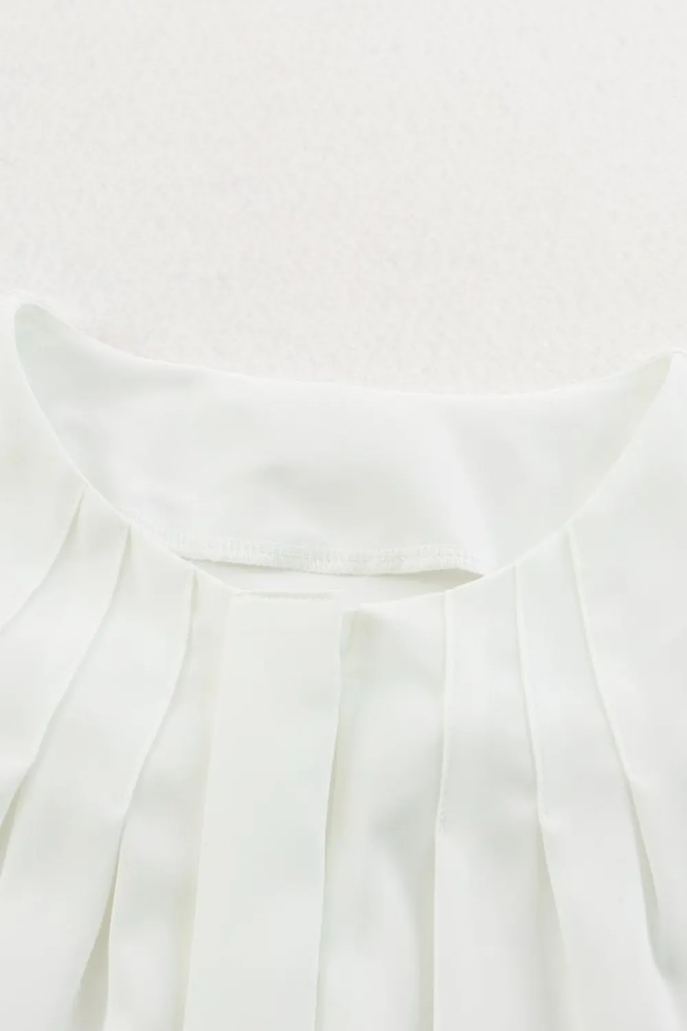 Hot Dear-Lover Crew Neck Gathered Stretch Cuff Shirt White