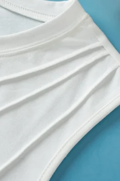 Sale Dear-Lover Crew Neck Pleated Tank Top White