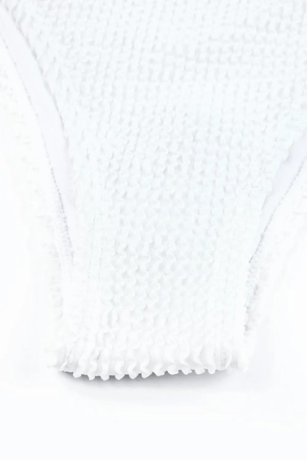 Sale Dear-Lover Crinkle Textured Asymmetric One Shoulder Bikini Swimsuit White