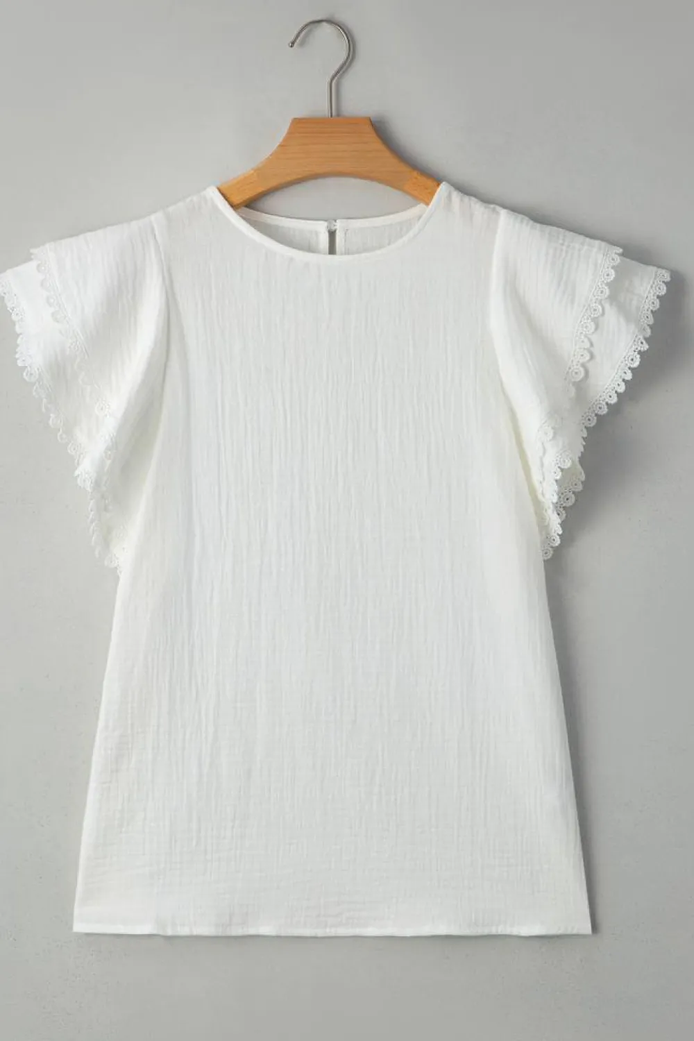 Discount Dear-Lover Crinkled Layered Ruffled Flutter Sleeve Blouse White
