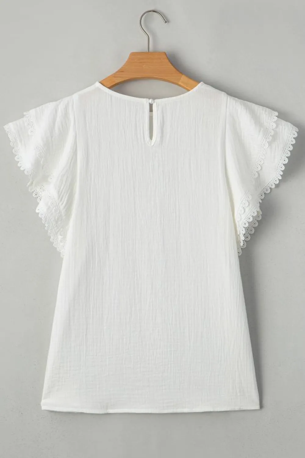 Discount Dear-Lover Crinkled Layered Ruffled Flutter Sleeve Blouse White