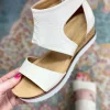 Outlet Dear-Lover Crisscross Detail Hollowed Leather Gladiator Sandals White
