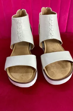 Outlet Dear-Lover Crisscross Detail Hollowed Leather Gladiator Sandals White