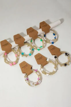 Hot Dear-Lover Cross Pearl Decor Beaded Elastic Multi Layered Bracelet White