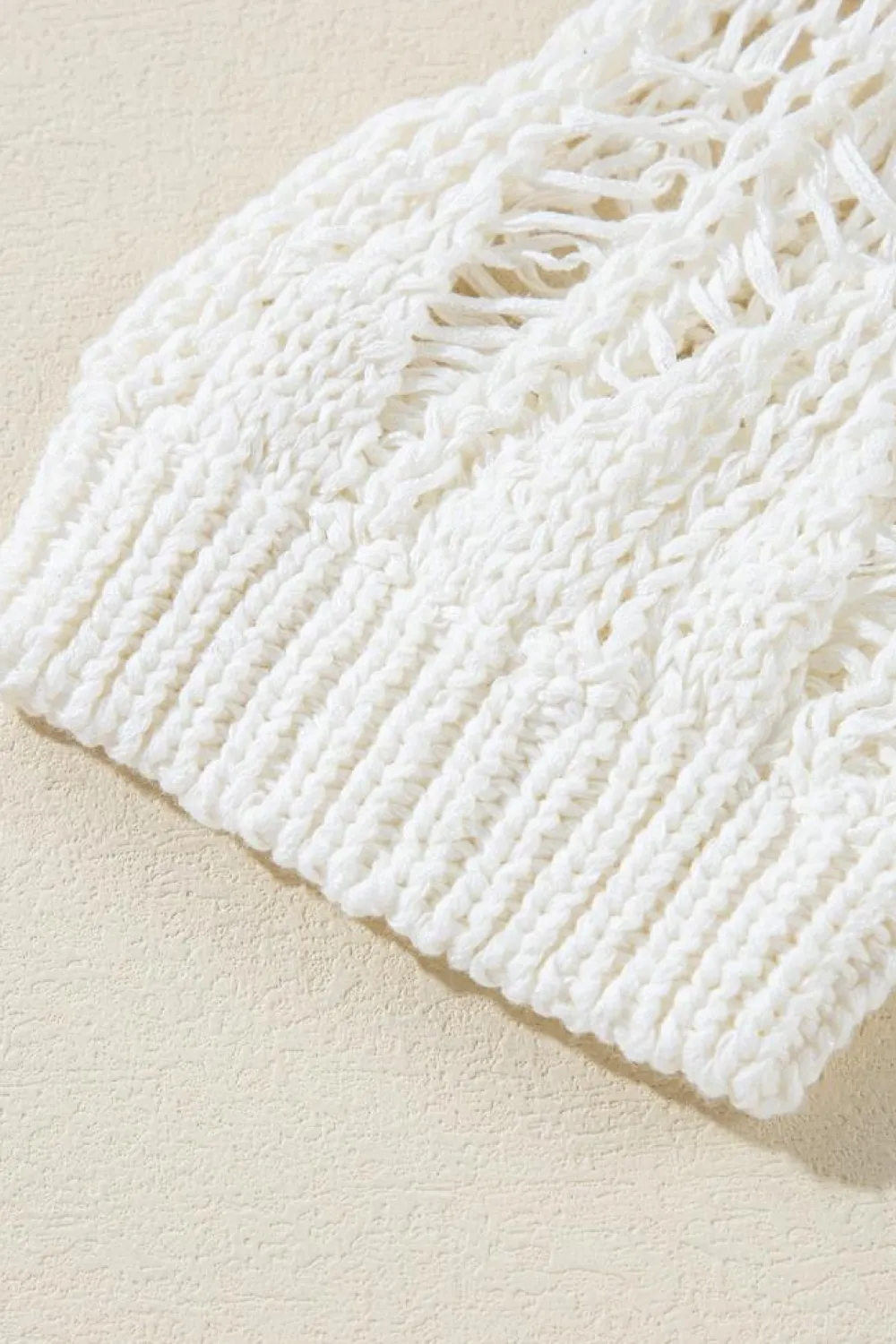 New Dear-Lover Cut Out Crochet Crew Neck Loose Fit Sweater White