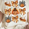 Fashion Dear-Lover Cute Bowknot Tanksgiving Graphic Crewneck T Shirt White