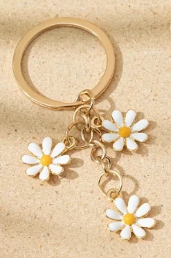 Sale Dear-Lover Cute Daisy Shape Ornament Key Ring White