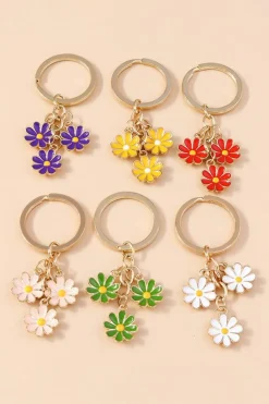 Sale Dear-Lover Cute Daisy Shape Ornament Key Ring White