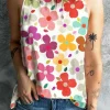 Discount Dear-Lover Cute Floral Print Vest White