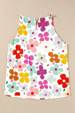 Discount Dear-Lover Cute Floral Print Vest White