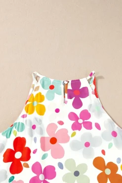 Discount Dear-Lover Cute Floral Print Vest White