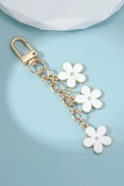 Clearance Dear-Lover Cute Flower Shape Ornament Key Buckle White
