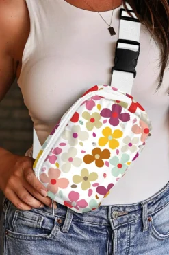 Sale Dear-Lover Cute Summer Flower Print Crossbody Bag White