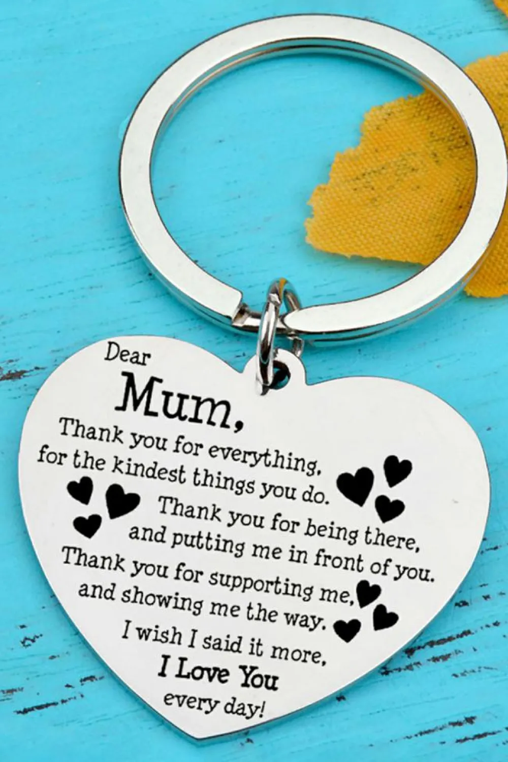 New Dear-Lover Dear Mum Gift Heart Pendant Key Ring White