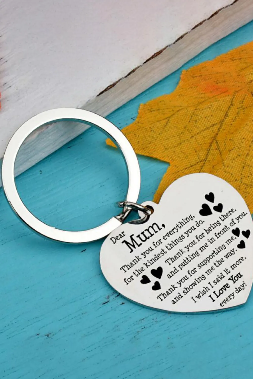 New Dear-Lover Dear Mum Gift Heart Pendant Key Ring White