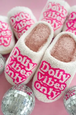 Best Dear-Lover Dolly Vibes Only Slip On Plush Slippers White