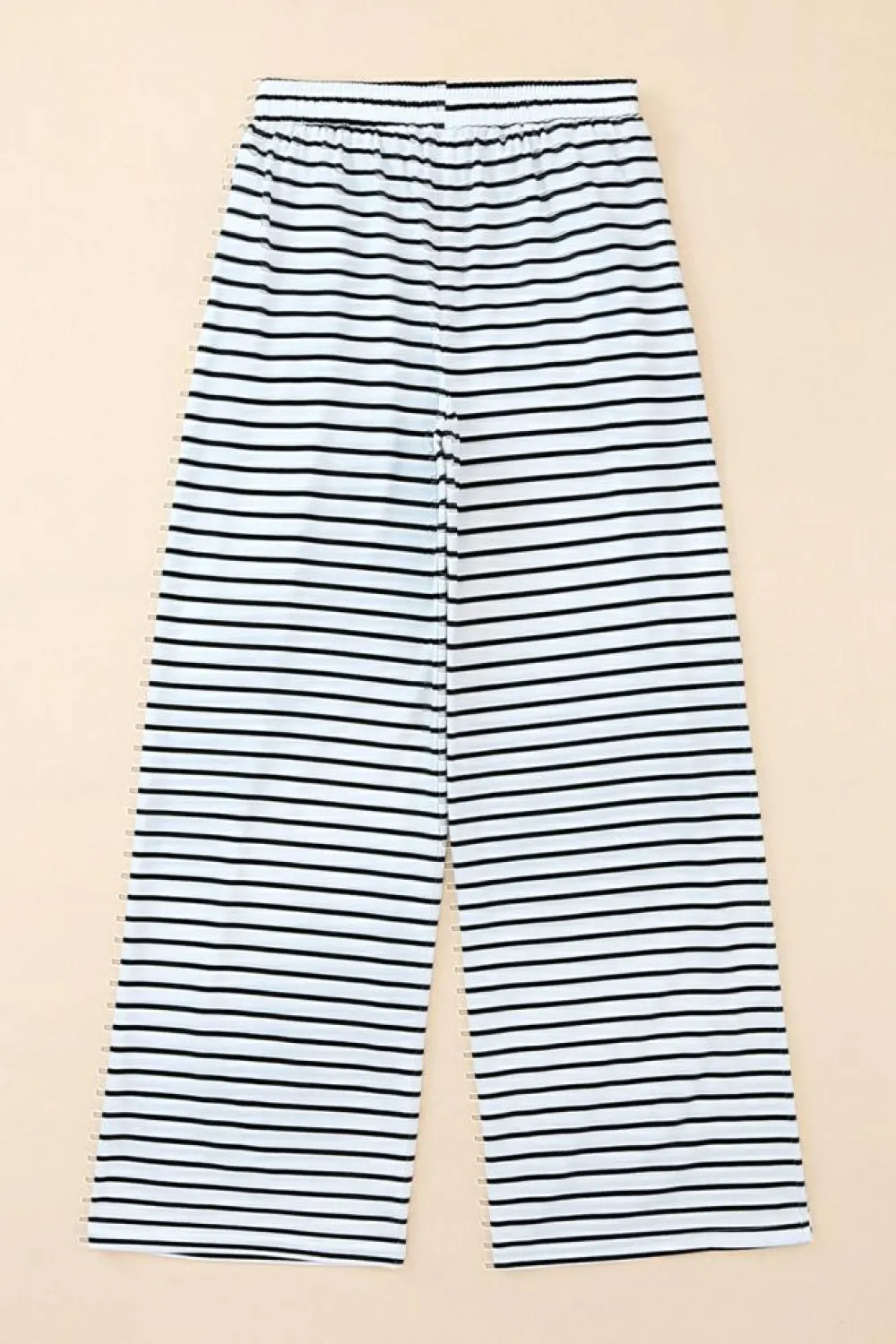 Hot Dear-Lover Drawstring Striped Wide Leg Pants White