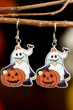 New Dear-Lover Dwarf Pumpkin Face Halloween Hook Earrings White