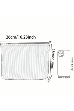 Fashion Dear-Lover Easter Bunny Print Corduroy Makeup Storage Bag White