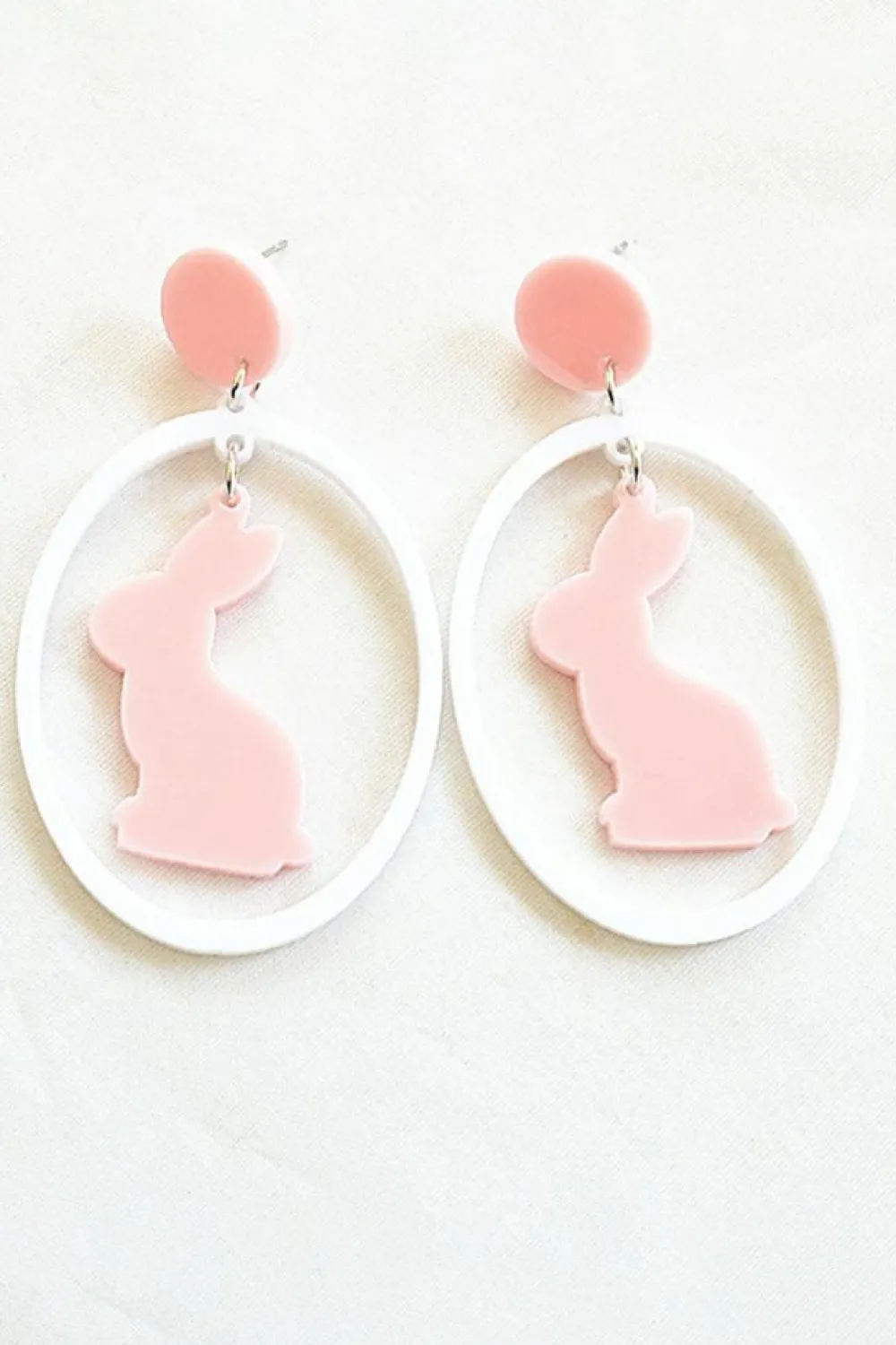 Online Dear-Lover Easter Colorblock Bunny Drop Earrings White
