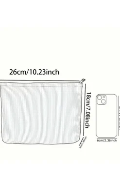 Fashion Dear-Lover Eater Bunny Print Corduroy Zipper Cosmetic Bag White