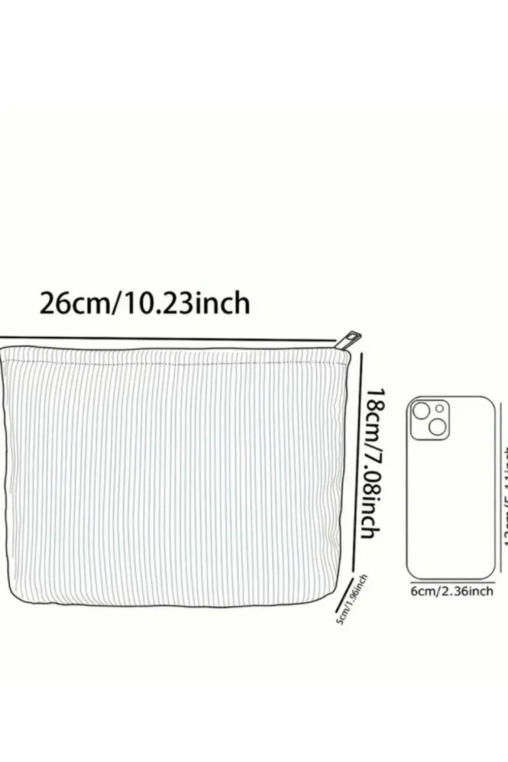 Fashion Dear-Lover Eater Bunny Print Corduroy Zipper Cosmetic Bag White