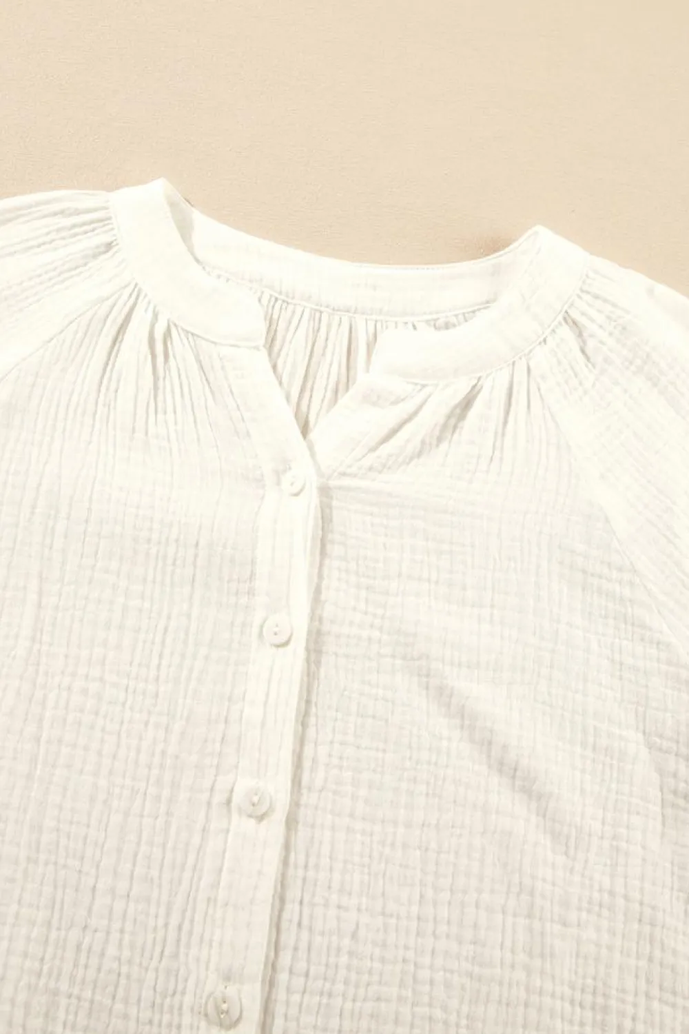 Sale Dear-Lover Embroidered Textured Buttoned Crew Neck Shirt White