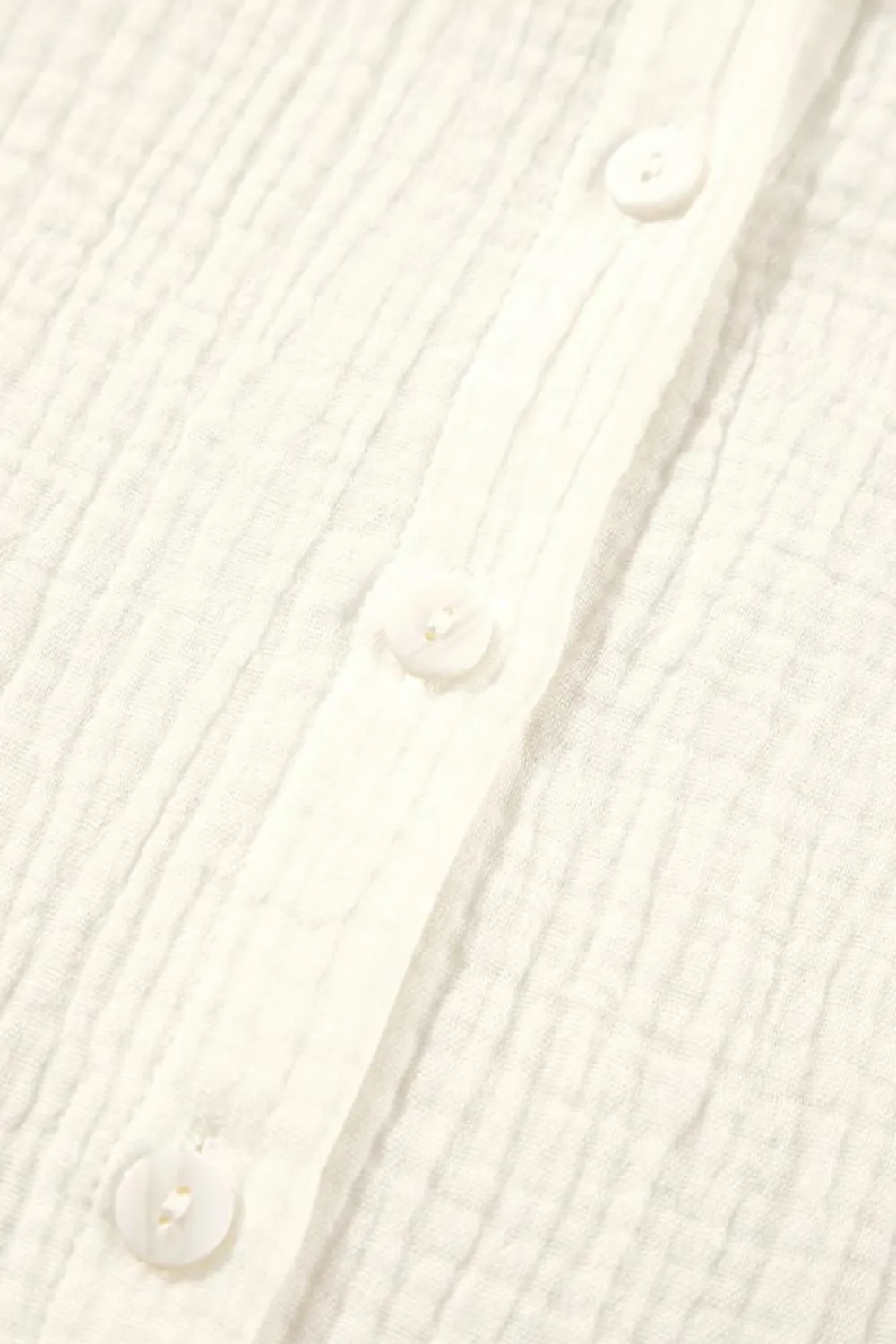 Sale Dear-Lover Embroidered Textured Buttoned Crew Neck Shirt White
