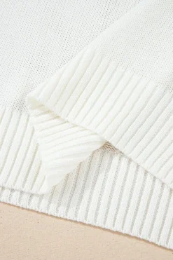 Clearance Dear-Lover Eyelet Knit Tied Back Short Sleeve Sweater White