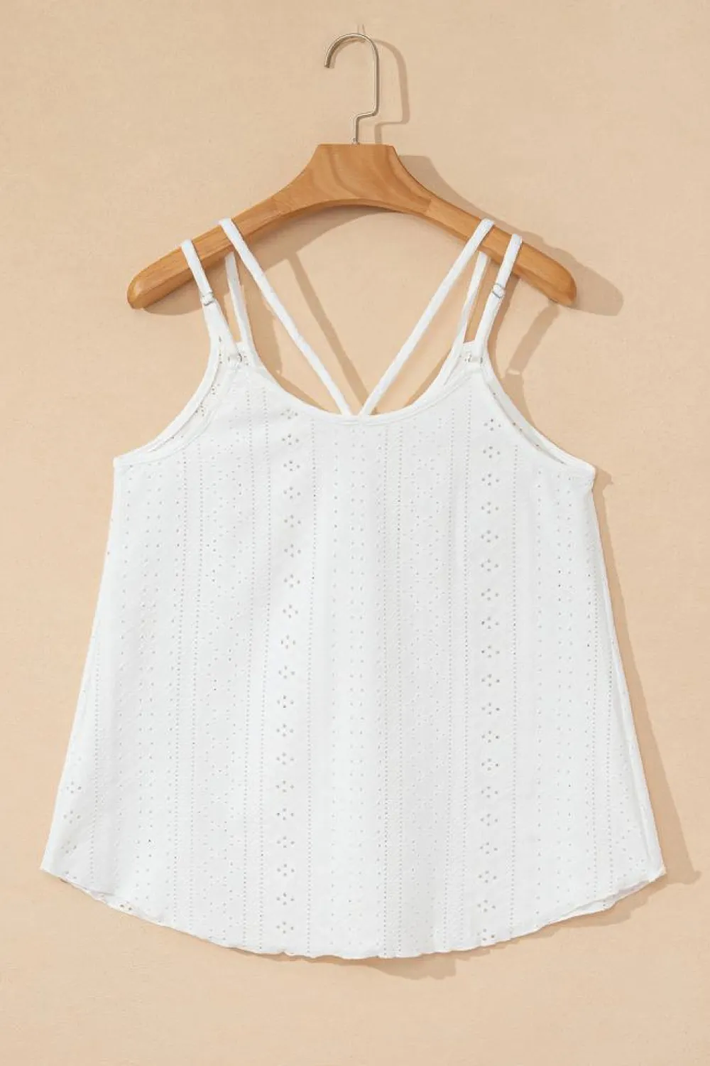 Discount Dear-Lover Eyelet Strappy Scoop-Neck Tank Top White