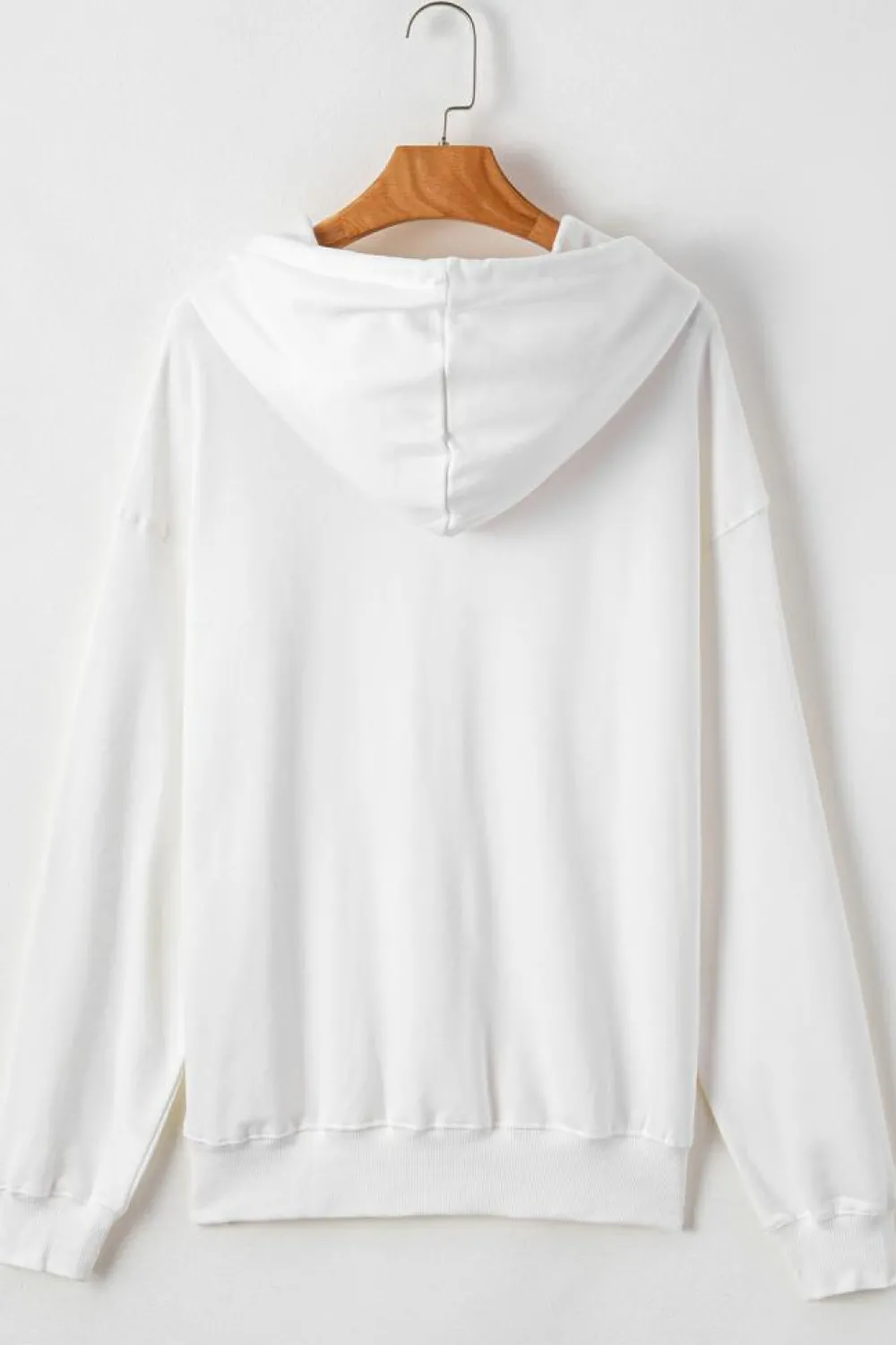 Discount Dear-Lover Fleece Lined Kangaroo Pocket Drawstring Chunky Hoodie White