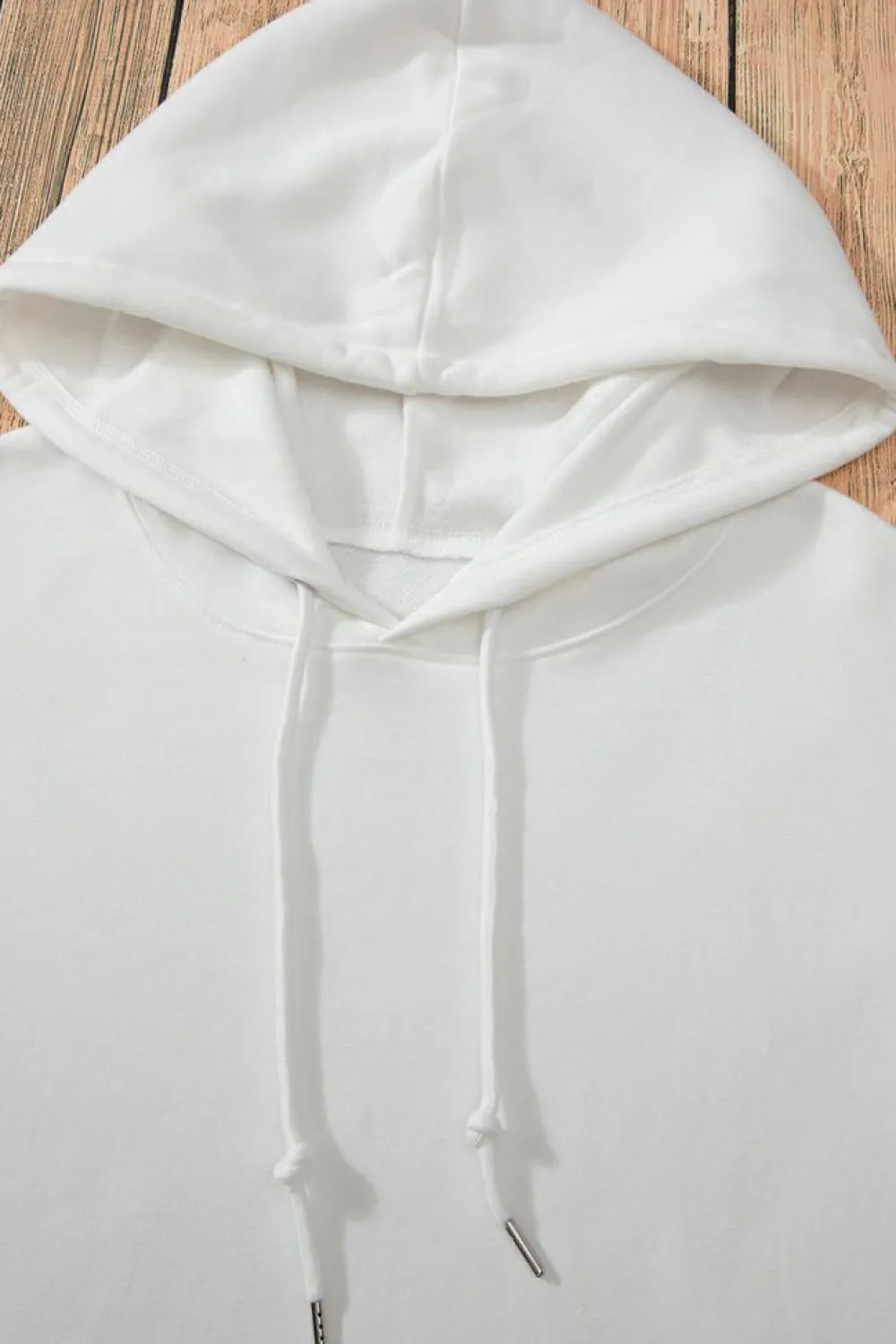 Discount Dear-Lover Fleece Lined Kangaroo Pocket Drawstring Chunky Hoodie White