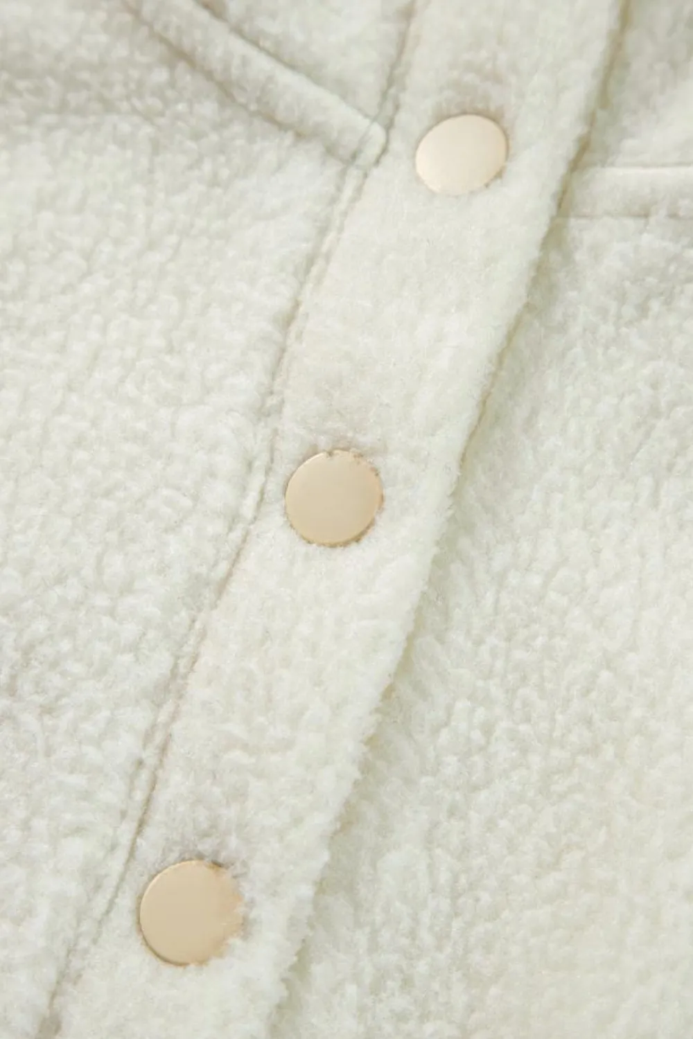 Sale Dear-Lover Fleece Placket Turn-down Collar Drop Shoulder Sweatshirt White