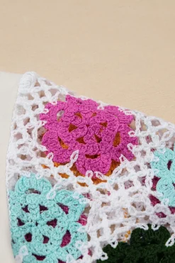 Sale Dear-Lover Floral Crochet Splicing Sleeve T Shirt Dress White