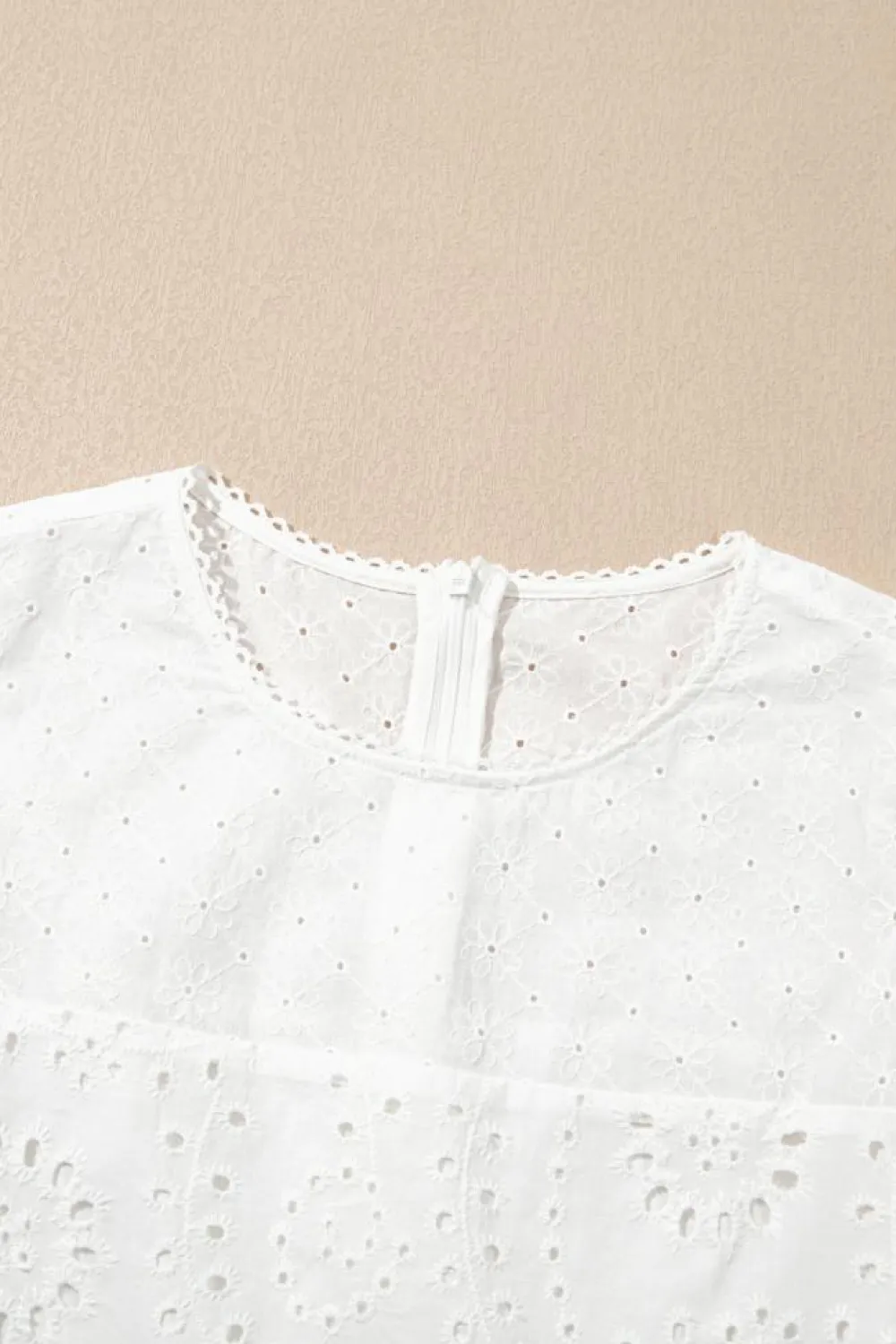 Discount Dear-Lover Floral Eyelet Embroidered Sleeveless Shift Dress White