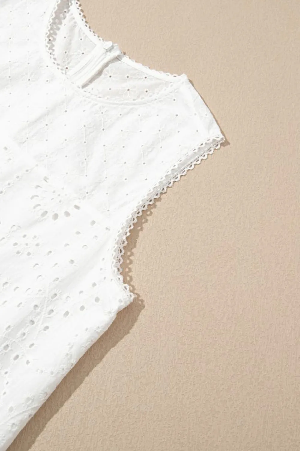 Discount Dear-Lover Floral Eyelet Embroidered Sleeveless Shift Dress White