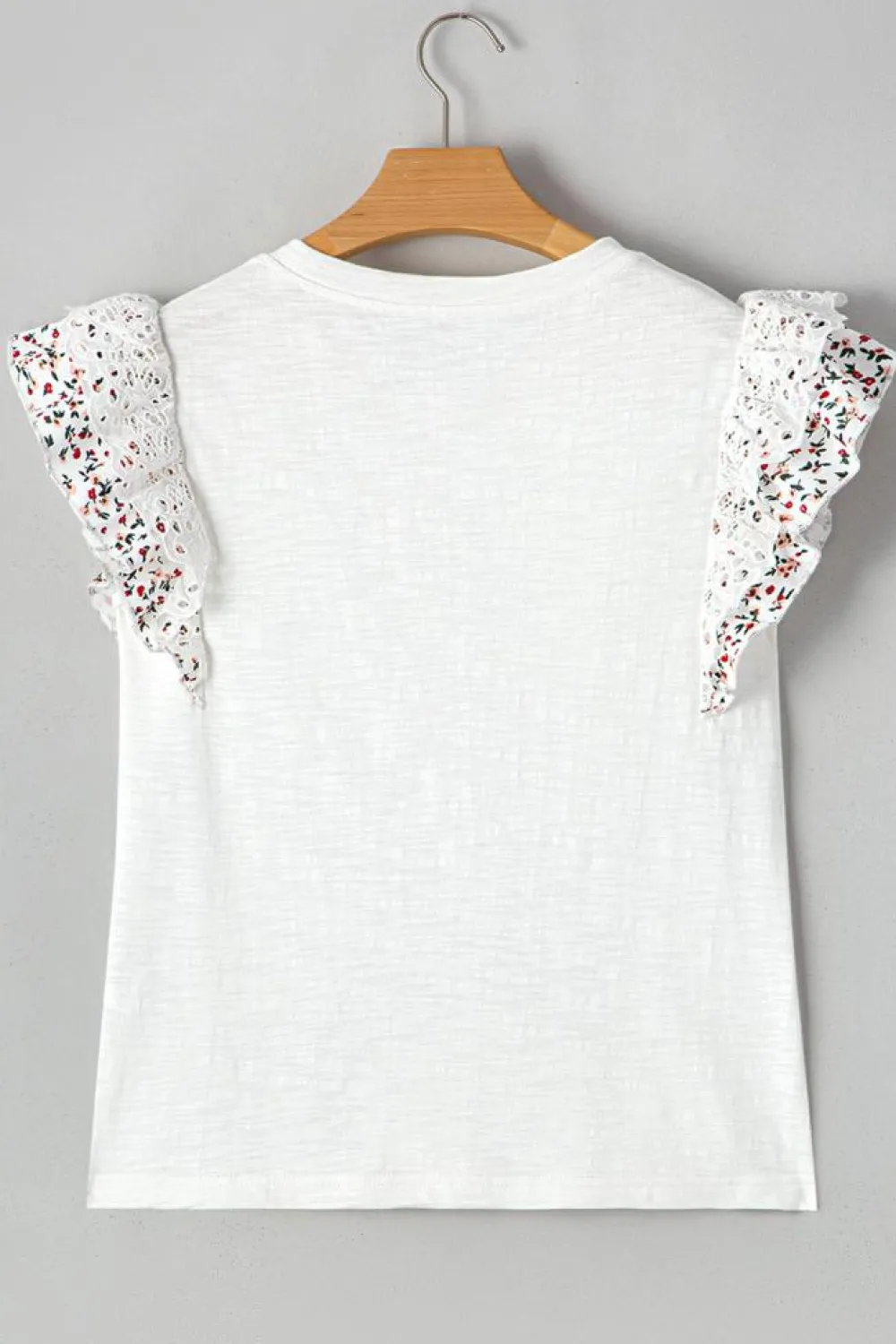 Online Dear-Lover Floral Lace Eyelet Patched Butterfly Sleeve Blouse White