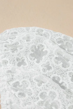 Discount Dear-Lover Floral Lace Puff Sleeve Empire Waist Mini Dress White