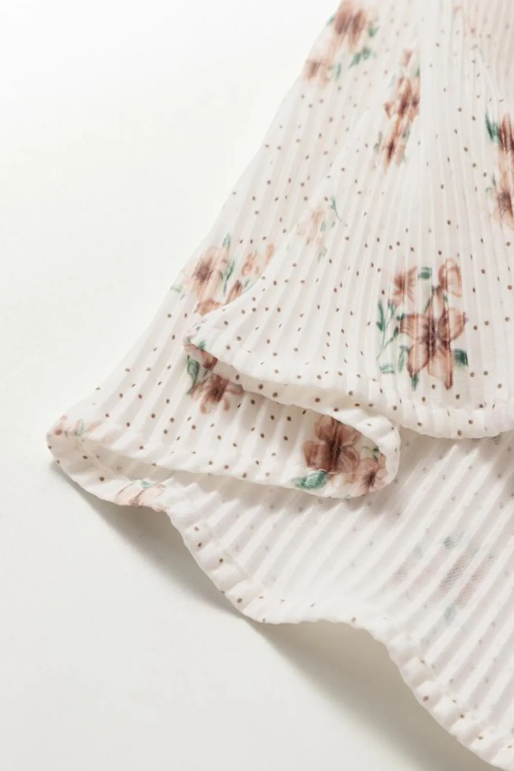 New Dear-Lover Floral Pleated Big Bow Back Spaghetti Straps Tank Top White