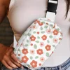 New Dear-Lover Floral Print Buckle Wide Belt Zipper Crossbody Bag White